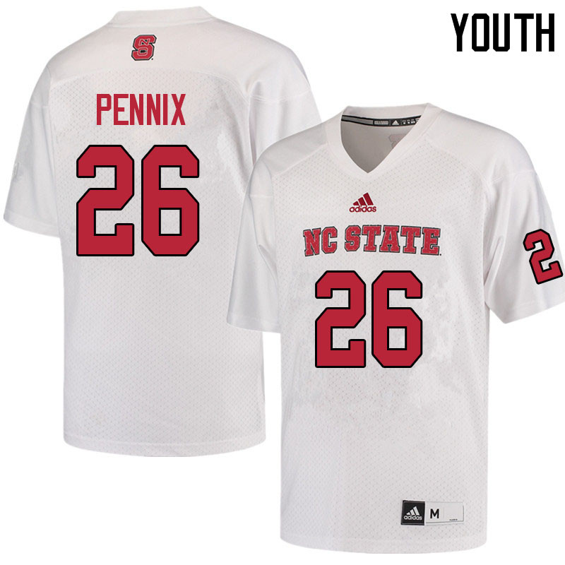 Youth #26 Trent Pennix NC State Wolfpack College Football Jerseys Sale-White